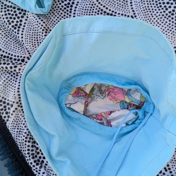 Matching Sun Hat and Calvin Klein Light Blue One Piece Swimsuit Size 10 - Picture 7 of 10